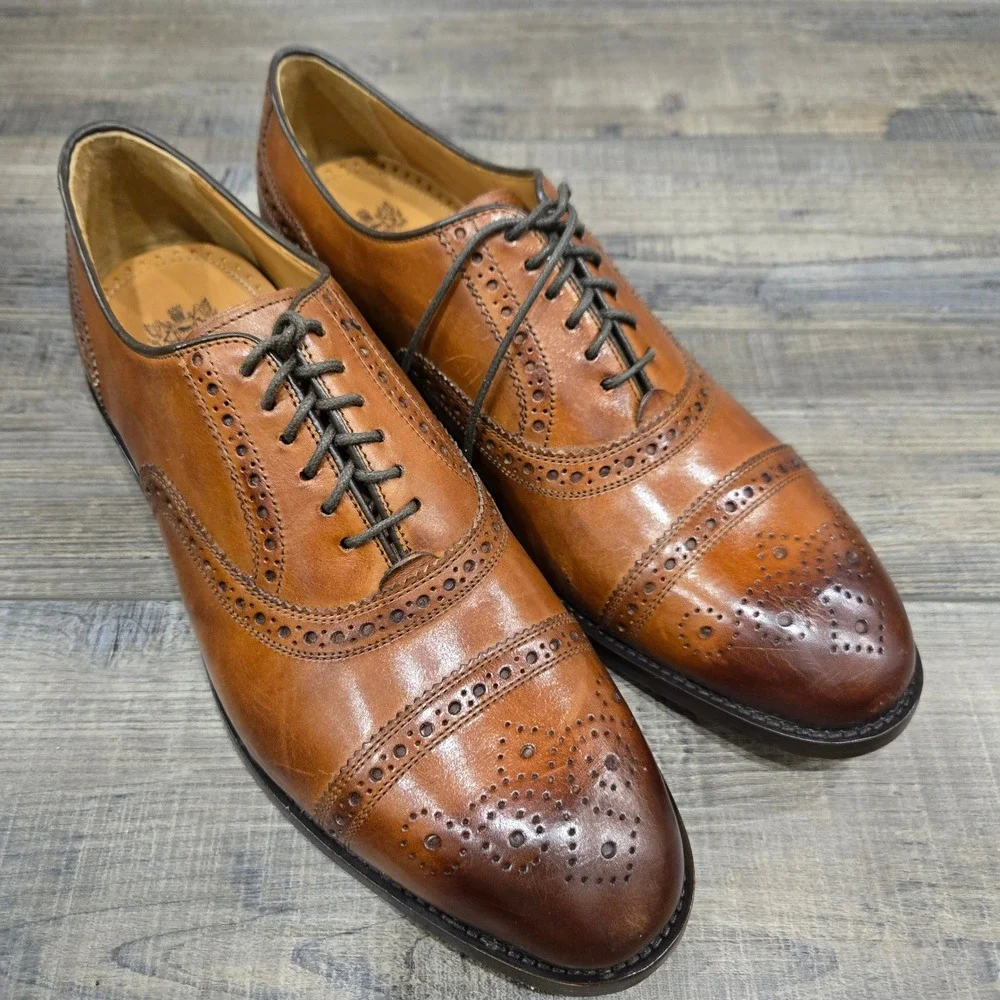 Cole Haan Men Kneeland Brogue Cap Toe Oxford British Tan Wingtip Shoes 9